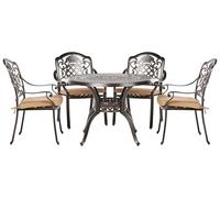 Beliani Conjunto de jardín de Aluminio marrón Mesa y 4 sillas con Cojines Estilo Retro Salento