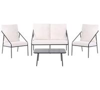 Beliani Conjunto de jardín Moderno 4 plazas con Estructura de Metal Cojines de algodón con Fundas extraíbles Negro Ustica