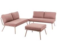 Beliani Conjunto de jardín Moderno 4 plazas sofás con Estructura de Acero Mesa con Tablero Ajustable marrón Caccamo