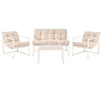 Beliani Conjunto de jardín Moderno de 4 plazas de Acero galvanizado con Cojines Beige Garda