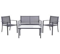 Beliani Conjunto de jardín Moderno Industrial sofá con sillones 4 plazas con Mesa Gris Oscuro Tavoleto