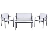 Beliani Conjunto de jardín Moderno Industrial sofá con sillones 4 plazas con Mesa Gris Tavoleto