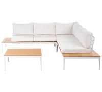 Beliani Conjunto de jardín Moderno Muebles de Exterior con Cojines Blanco Crema Positano