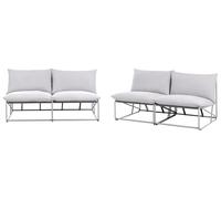 Beliani Conjunto de jardín sofá 2 sillas Bajos de Metal con Cojines de Asiento y Respaldo Muebles de Exterior Interior jardín Gris Pico