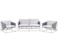 Beliani Conjunto de jardín sofá 2 sillas Bajos de Metal con Cojines de Asiento y Respaldo Muebles de Exterior Interior jardín Gris Ponte