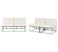 Beliani Conjunto de jardín sofá 2 sillas Bajos de Metal con Cojines de Asiento y Respaldo Muebles de Exterior Interior jardín Verde Pico