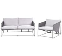 Beliani Conjunto de jardín sofá Silla Bajos de Metal con Cojines de Asiento y Respaldo Muebles de Exterior Interior jardín Gris Ponte