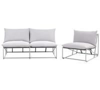 Beliani Conjunto de jardín sofá Silla Bajos de Metal con Cojines de Asiento y Respaldo Muebles de Exterior Interior jardín Gris Pico