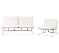 Beliani Conjunto de jardín sofá Silla Bajos de Metal con Cojines de Asiento y Respaldo Muebles de Exterior Interior jardín Beige Claro Pico