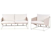 Beliani Conjunto de jardín sofá Silla Bajos de Metal con Cojines de Asiento y Respaldo Muebles de Exterior Interior jardín Gris Pardo Ponte