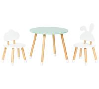 Beliani Conjunto de Mesa y 2 sillas Infantiles Patas con Tapas MDF habitación Infantil Blanco y Madera Claro Robin
