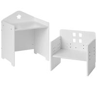 Beliani Conjunto de Mesa y Silla Infantil Inspirado en el método Montessori habitación Infantil Tablero Pizarra MDF Blanco Elanora
