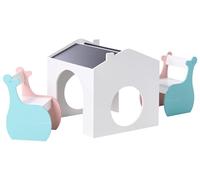 Beliani Conjunto de Mesa y sillas Infantiles 2 plazas con Pizarra de MDF habitación de niños Multicolor Wooli