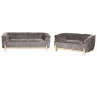 Beliani Conjunto de Sala de Estar de 5 plazas con tapizado de Chenilla y Patas de Madera sofá de 2 plazas sofá de 3 plazas Estilo Moderno marrón Alnor