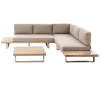 Beliani Conjunto de Sala de Estar esquinero 5 plazas de Madera de Acacia Gris Pardo Mesa Mykonos