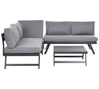 Beliani Conjunto de Sala de Estar esquinero 5 plazas de Metal Gris Oscuro Negro Coccorino