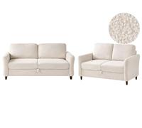 Beliani Conjunto de Sala de Estar Moderno de 5 plazas tapizado de bouclé con reposabrazos sofás 2 y 3 plazas Beige Mare