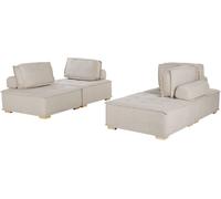 Beliani Conjunto de sala de estar modular tela beige claro 4 plazas