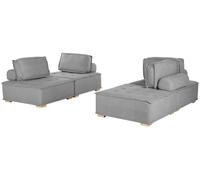 Beliani Conjunto de sala de estar modular tela gris 4 plazas