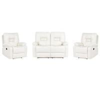 Beliani Conjunto de Sala de Estar reclinable Moderno de Piel sintética sofá de 2 plazas y 2 sillones Blanco Bergen