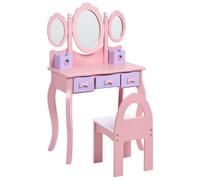 Beliani Conjunto de tocador Infantil con Espejos cajones almacenaje y Silla Rosa Rosabelle