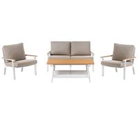 Beliani Conjunto Moderno de jardín de Aluminio de 4 Piezas sofá sillones y Mesa de Centro con Cojines Gris Pardo Orero