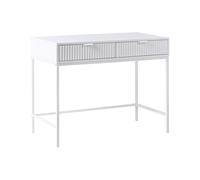 Beliani Consola con 2 cajones diseño Acanalado de Madera transformada MDF Mesa Entrada Blanco Adelaide