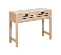 Beliani Consola de 2 cajones Efecto Madera conglomerado Tiradores Negros Sala de Estar Moderna Tono Madera Clara Randa