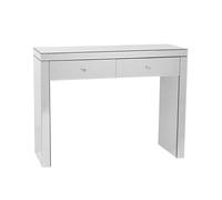 Beliani Consola de Cristal Plateado 2 cajones Estilo Moderno Glam Marle