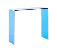 Beliani Consola Estilo Minimalista de Vidrio Templado Transparente 90 x 30 cm Azul Kendall