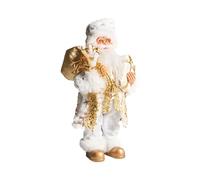 Beliani Decoración de Navidad Papá Noel Figura de pie Adorno navideño Blanco/Dorado Straumsfjorden