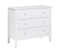 Beliani Elegante Cómoda 3 Cajones MDF Manillas Doradas Salón Sala de Estar Blanco Assisi