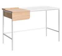 Beliani Escritorio con cajón Minimalista Oficina en casa Tablero aglomerado Patas de Hierro 120 x 60 cm Blanco Ocate