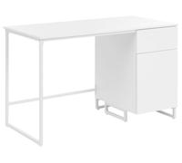 Beliani Escritorio de Oficina Tablero de MDF y Estructura de Acero 120 x 60 cm con cajón almacenaje Cerrado Estilo Minimalista Blanco Lexton