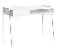 Beliani Escritorio Minimalista Oficina en casa con Estante y cajón Tablero aglomerado Patas de Hierro 107 x 48 cm Blanco Kofoten