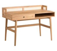 Beliani Escritorio para Oficina de Estilo escandinavo con cajón Adornos de Trenza vienesa MDF 120 x 60 cm Patas de Pino marrón Claro Noven