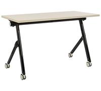 Beliani Escritorio Rectangular Moderno Plegable con Ruedas Mesa móvil portátil Estructura metálica 120 x 60 cm Madera Clara y Negro Bendi