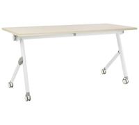 Beliani Escritorio Rectangular Moderno Plegable con Ruedas Mesa móvil portátil Estructura metálica 160 x 60 cm Madera Clara y Blanco Bendi
