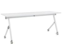 Beliani Escritorio Rectangular Moderno Plegable con Ruedas Mesa móvil portátil Estructura metálica 180 x 60 cm Blanco Bendi