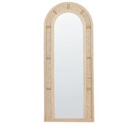 Beliani Espejo de Pared en Forma de Arco de ratán 120x50 cm Sala de Estar Dormitorio Accesorios del hogar Hecho a Mano Estilo Boho Natural Franey