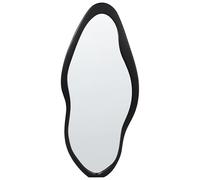 Beliani Espejo de Pared Moderno Marco de Madera de Paulownia Forma Irregular con Ganchos Negro Blet