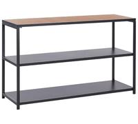 Beliani Estantería de Acero Isla de Cocina de jardín Base de Acero encimera de Madera plástica 150x50x90 cm Negro Madera Clara Avetrana