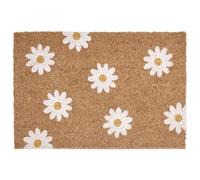 Beliani Felpudo Moderno de Interior 40 x 60 cm Motivo Floral Margaritas Reverso de PVC Antideslizante Fibra de Coco Natural Topko