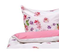 Beliani Juego de Funda nórdica y Funda de Almohada Blanco y Rosa 135 x 200 cm de algodón Larynhill