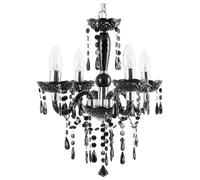 Beliani Lámpara araña de luces de 4 brazos de metal negro con cristales en estilo glamour Kalang