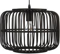 Beliani Lámpara colgante madera de bambú negro