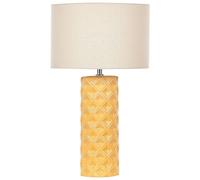 Beliani Lámpara de mesa de cerámica amarillo pantalla de tela beige 49 cm patrón geométrico sala de estar dormitorio Balonne