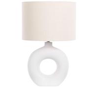 Beliani Lámpara de mesa de cerámica blanco beige claro 58 cm pantalla tela art déco Venta