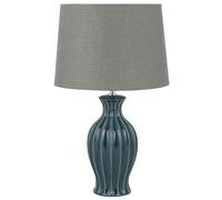 Beliani Lámpara de mesa de cerámica verde 59 cm pantalla clásica redonda marrón grisáceo Samina