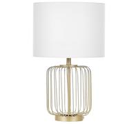 Beliani Lámpara de mesa de metal dorado pantalla de textil 58 cm varillas longitudinales cable con interruptor moderno Thouet